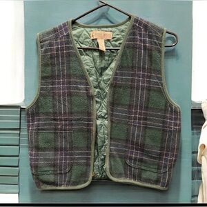 Vintage Marsh 1987 landing Plaid Green Vest SMALL